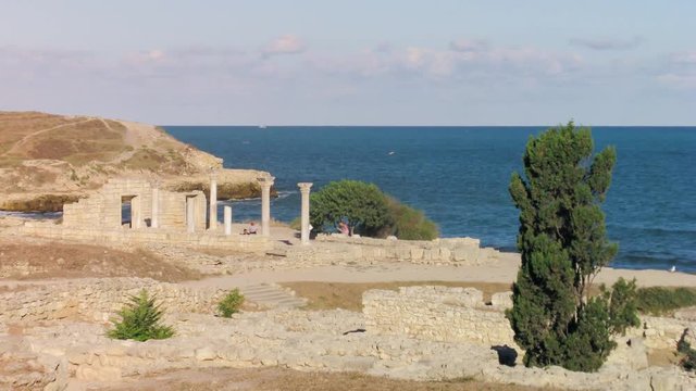 time lapse footage ruins of an ancient civilization historical and archaeological reserve Peninsula of the Chersonese, Crimea, Ukraine