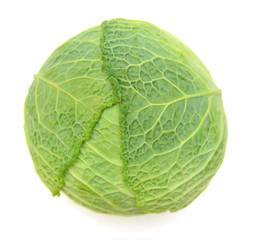 Fototapeta premium Savoy Cabbage head Isolated on White Background