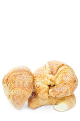 Fresh croissants isolated on white background.