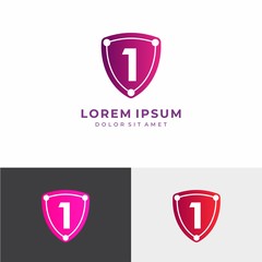 Letter 1 Logo. C Letter Design Vector with Shield