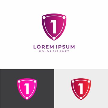Letter 1 Logo. C Letter Design Vector with Shield