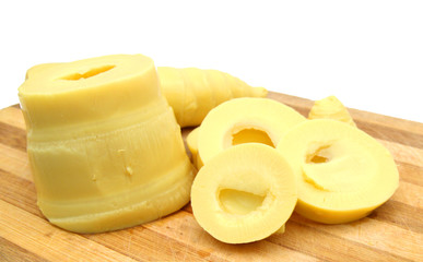 Bamboo shoot on wooden board