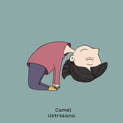 Kid yoga pose. camel