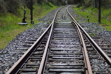Fototapeta na wymiar Zoom on a old railroad from france