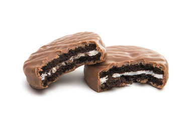 double cookies in chocolate isolated