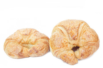 Fresh croissants isolated on white background.