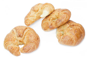 Fresh croissants isolated on white background.