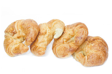 Fresh croissants isolated on white background.