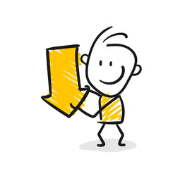 Strichfiguren / Strichmännchen: Pfeil unten. (Nr. 199)