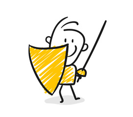 Fototapeta premium Strichfiguren / Strichmännchen: Schutzschild, Schutz. (Nr. 191)