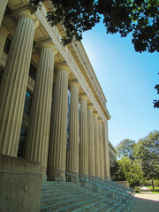 University of Michigan, Ann Arbor, USA. Side view of the stairs and columns on a summer day.