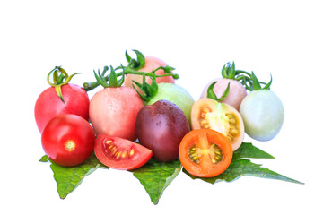 Tomatoes isolated on white background with clipping path.