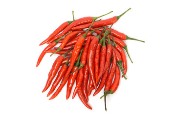 group of hot chili peppers isolated on a white background