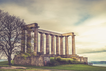 Fototapeta na wymiar National Monument of Scotland, on Calton Hill in Edinburgh, Scot