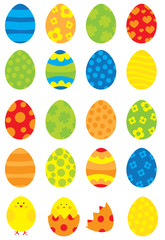 Colorful Easter eggs collection/ simple vectors  Easter eggs set for children/ on white background 