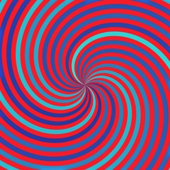 Abstract bright red and blue radial circular twist design