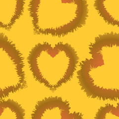 brown hearts on a yellow background