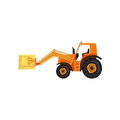Loader tractor, agricultural machinery vector Illustration on a white background
