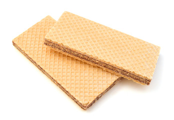 Wafers with chocolate on a white background