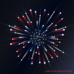 Fototapeta na wymiar Firework in the colors of the American flag