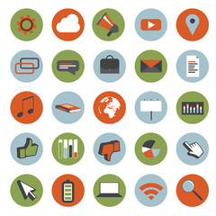 Retro style icon set and illustration.