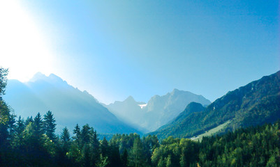 Spring landscape with mountains