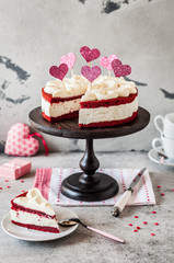 Sliced Red Velvet Cheesecake