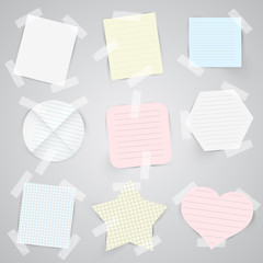 Paper labels with sellotape, vector.