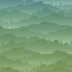 Vector seamless background. Green Mountain landscape in the summer..