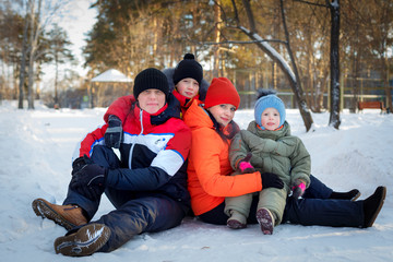 Fototapeta na wymiar family spending time outdoor in winter