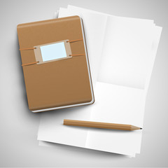 A notebook and a pencil, vector.