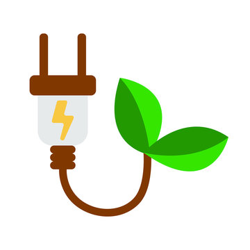 ECO Electra Plug Icon. Energy label for Web on white background. Flat Vector Illustration