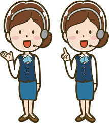 リボン付きスーツを着たオペレーターのイラスト素材