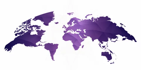 Rolgordijnen World map on abstract lined background in Gradient Ultra Violet Color. © boldg