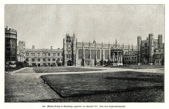 Trinity College Great Court, Cambridge; around 1890 (from Spamers Illustrierte Weltgeschichte, 1894, 5[1], 712)