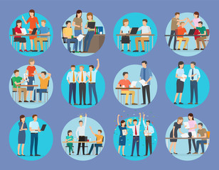 Fototapeta premium Office Employees Discuss Business Projects Set