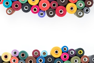 Sewing supplies thread on a white background. Text, cover, print, poster ready