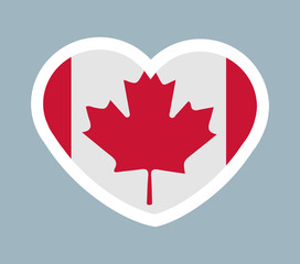 Cute Sticker Canadian Flag Vector Illustration