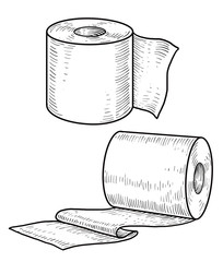 Toilet paper illustration, drawing, engraving, ink, line art, vector - 192495968