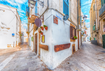Fototapeta na wymiar Buildings and street in old town Monopoli, Puglia, Italy