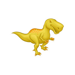 Cartoon Tyrannosaurus Rex. Prehistoric reptile. Large green dinosaur. Colorful flat vector element for mobile game or children s encyclopedia.