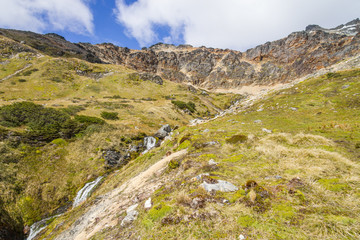 Small waterfall in Laguna Turquesa