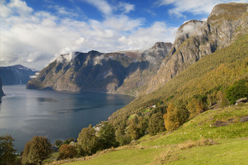 Fototapeta na wymiar Aurlandsfjord from Aurlandsvangen