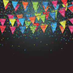 Festive background with flags, vector.