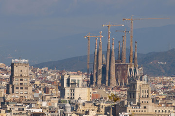 Sagrada Familia in a Cityscape
