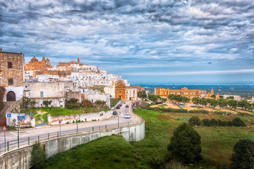 Fototapeta premium Panoramic view of the white and old city of Ostuni, Puglia, Italy