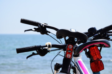 Bicycles on the background of the Black Sea