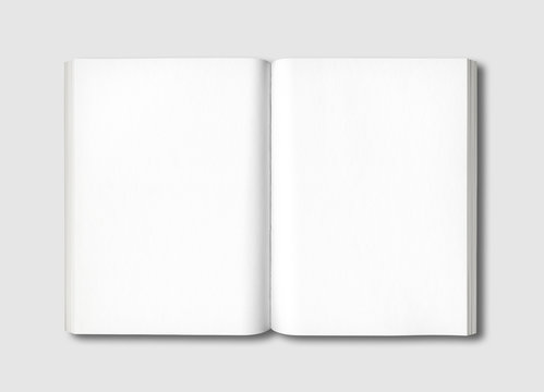 White open book isolated on grey