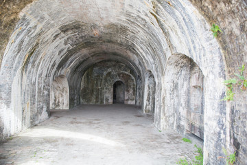 Fototapeta na wymiar Arches inside the Fort Pickens