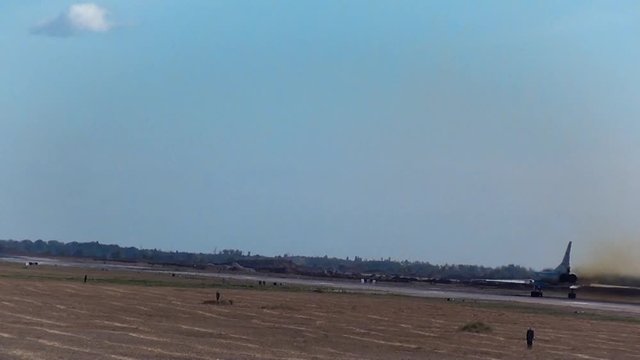 Tu-22M3 is performing the takeoff in afterburner